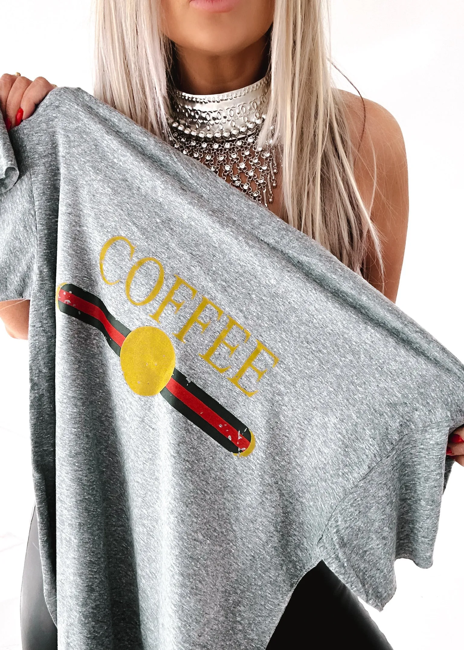 DESIGNER COFFEE SIDE SLIT TEE
