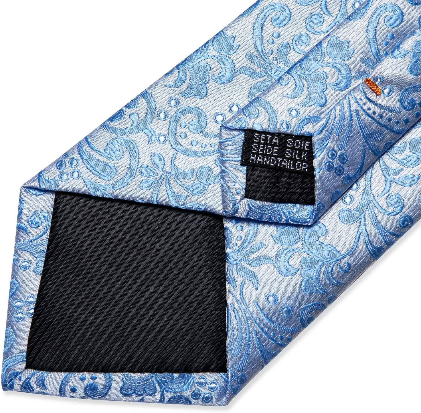 DiBanGu Silk Floral Ties for Men Woven Paisley Necktie and Tie Clip Handkerchief Cufflinks Set for Party Wedding