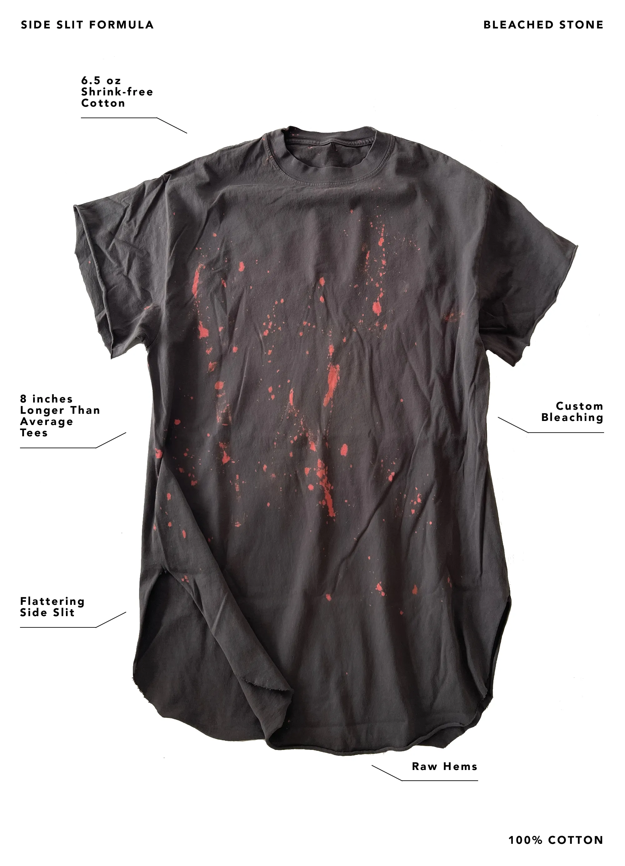 DO NO HARM BLEACHED OUT SIDE SLIT TEE