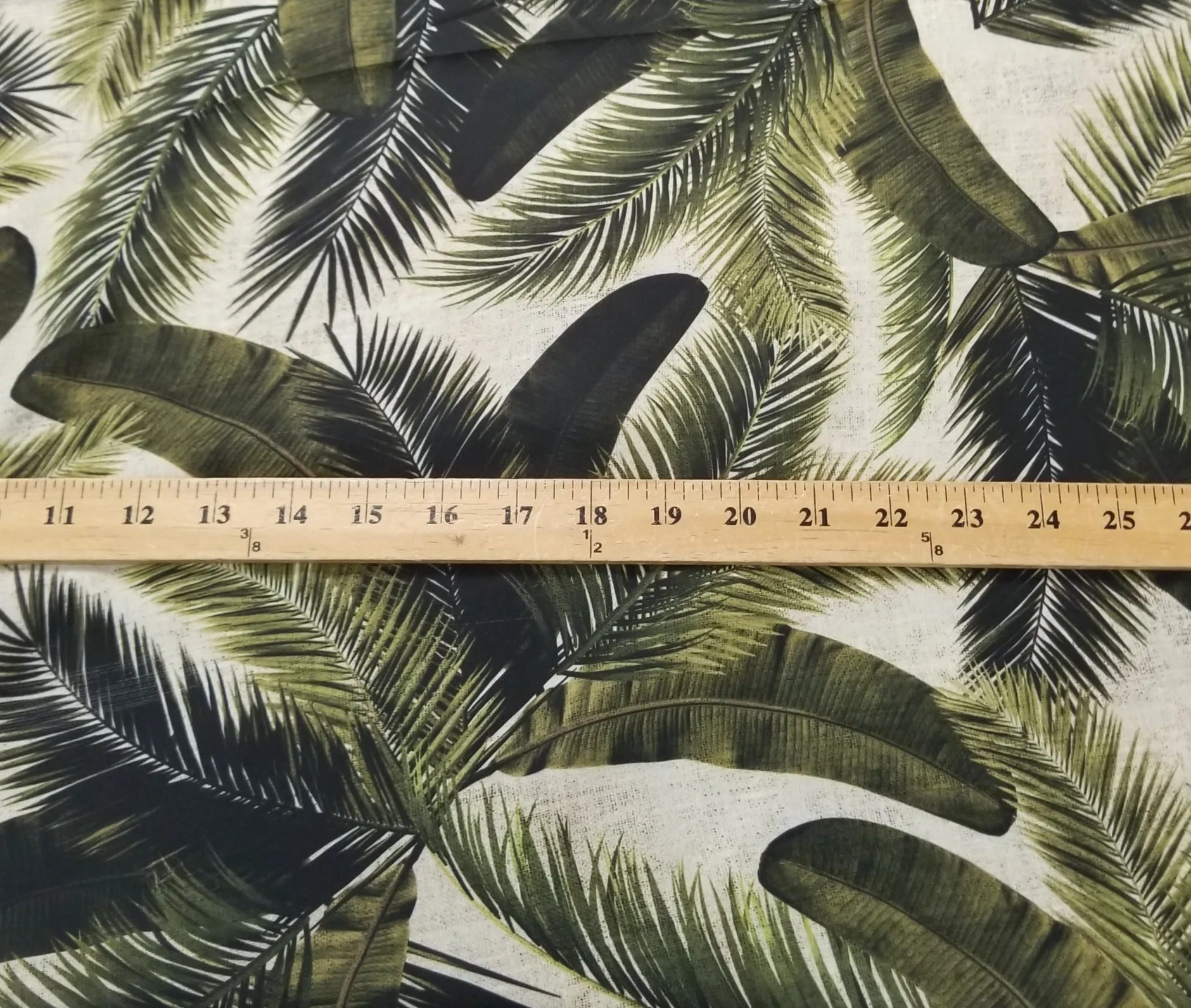 End of BOlt : 4-1/4th yards of Designer Deadstock Soft Crepe Blousewear Taupe and Green Foliage Resortwear Woven-remnant