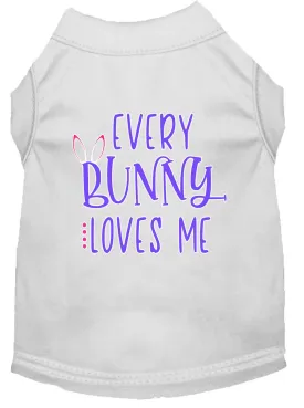 Every Bunny Loves Me Screen Print Dog Shirt White Med (12)