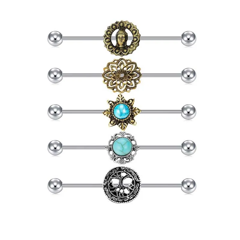 External Thread Industrial Barbell Piercing Stainless Steel 38mm 14G Classic Styles
