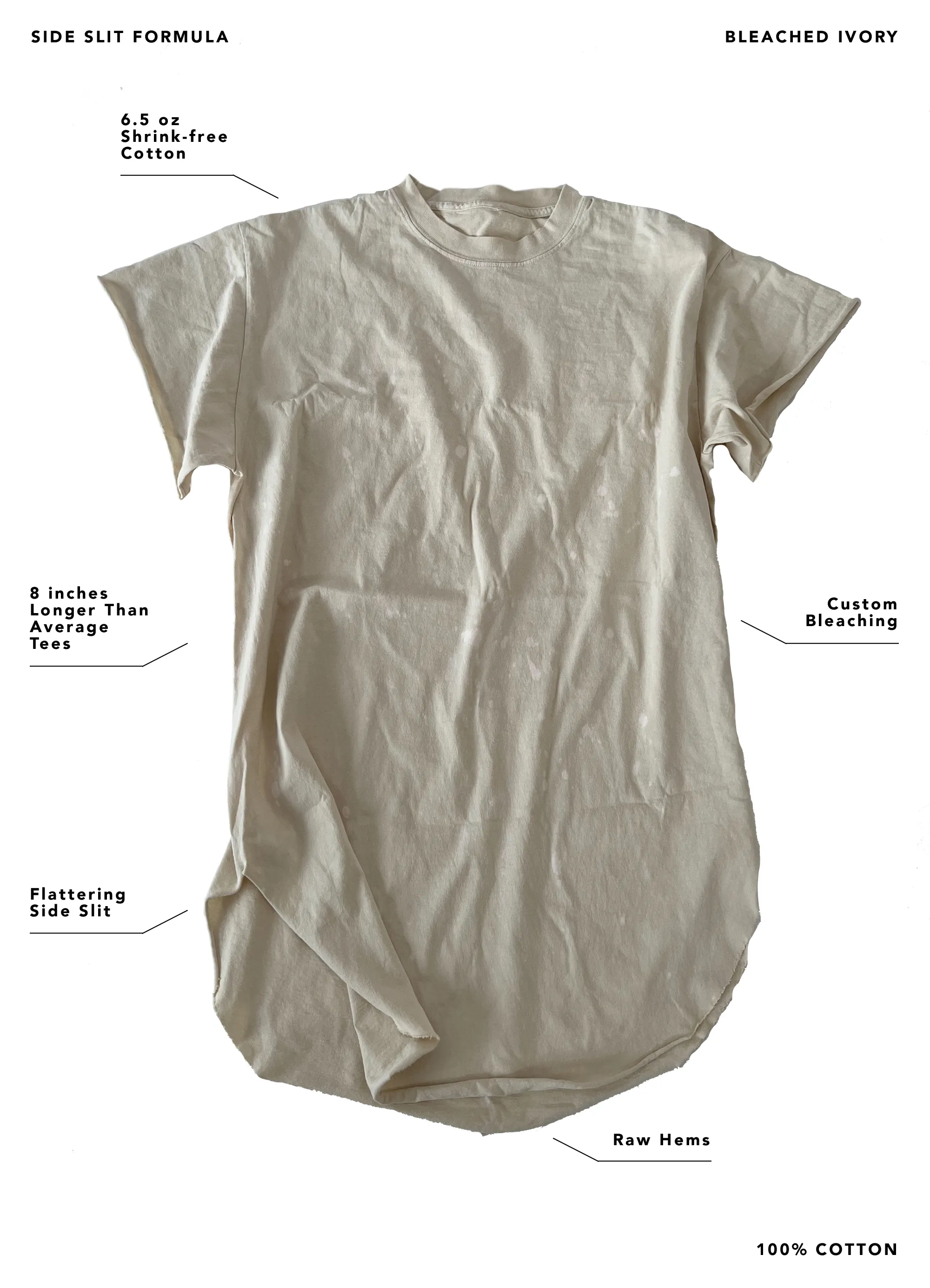 F*CK FEELINGS BLEACHED OUT SIDE SLIT TEE