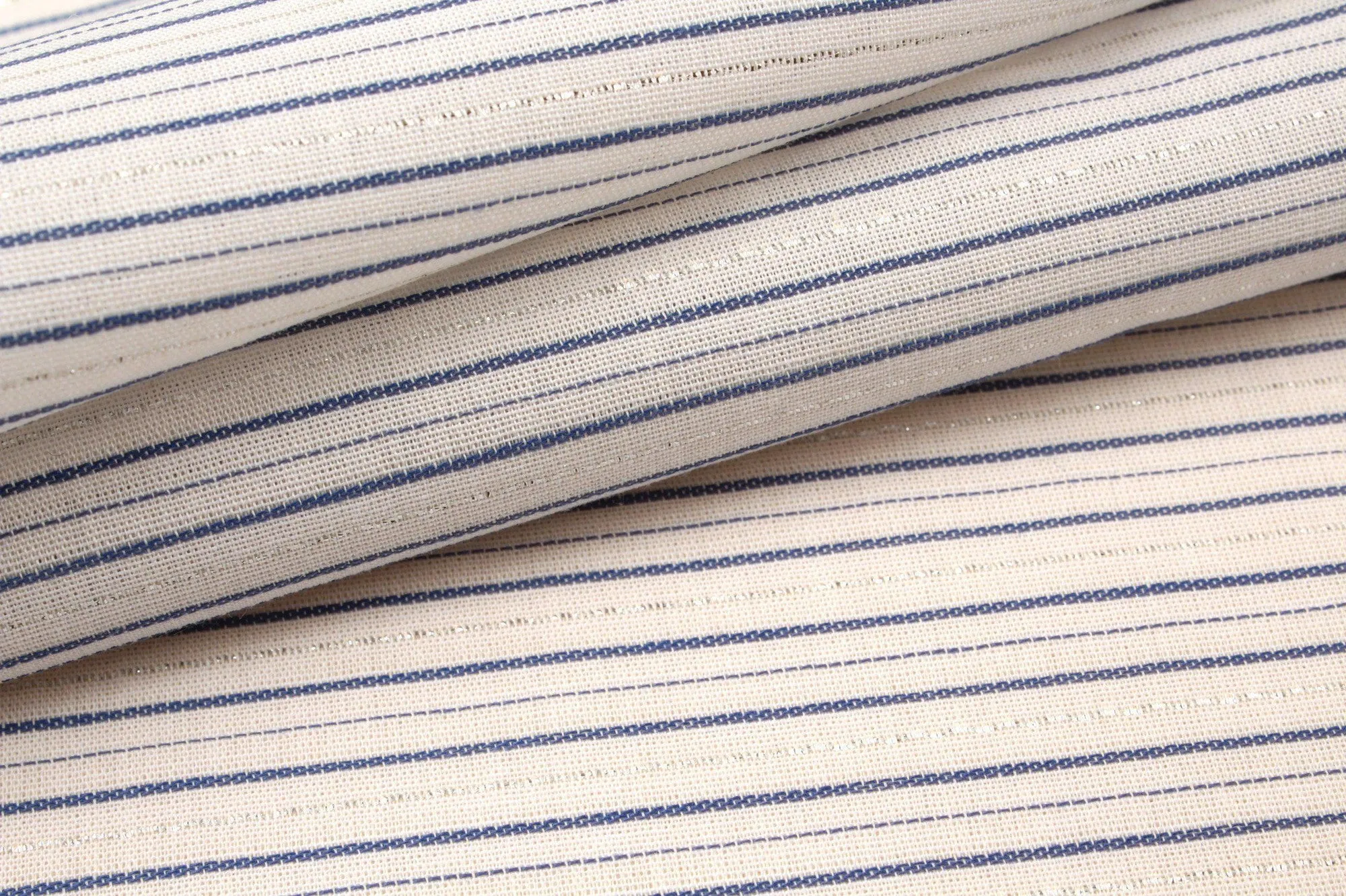 Fine Metallic Stripes on Light Cotton