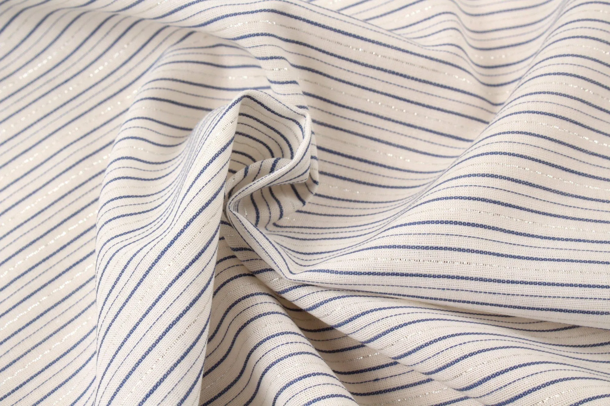 Fine Metallic Stripes on Light Cotton