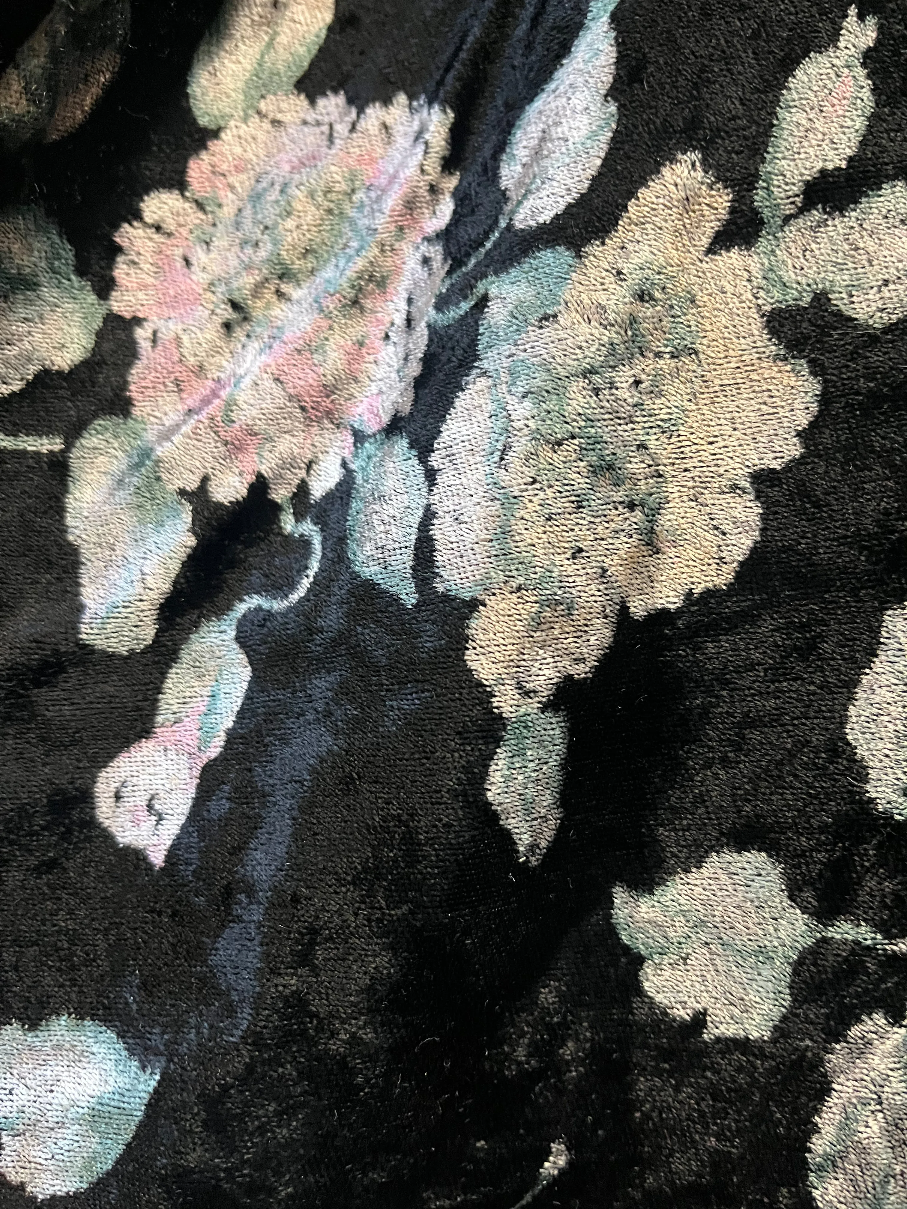 Floral Printed Rayon Velvet - Black, Pink, Green