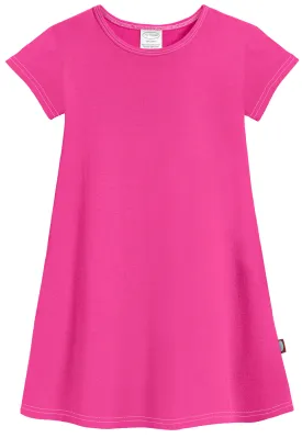 Girls Soft Cotton Jersey Cap Sleeve Dress | Hot Pink