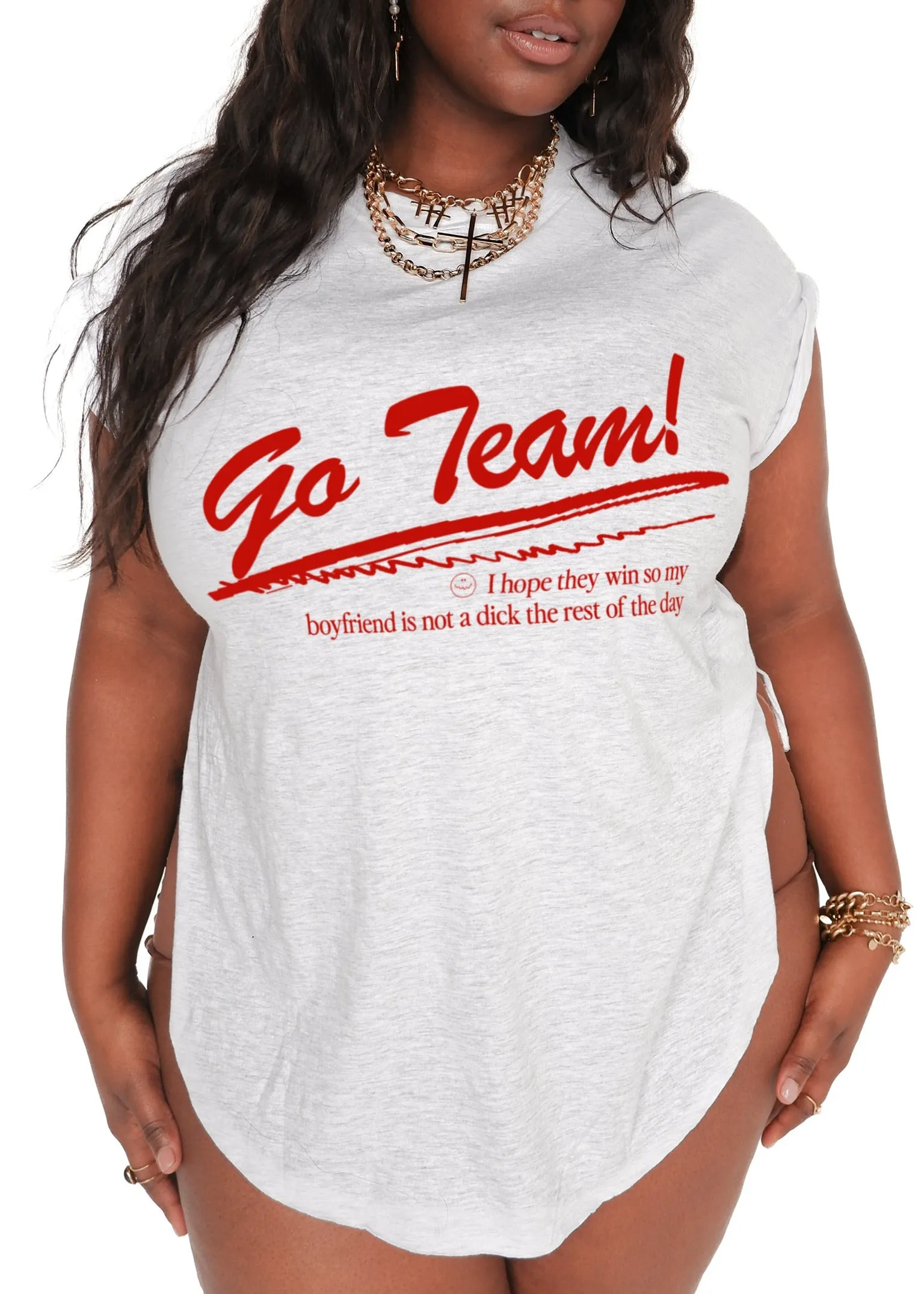 GO TEAM SIDE SLIT TEE (BOYFRIEND)