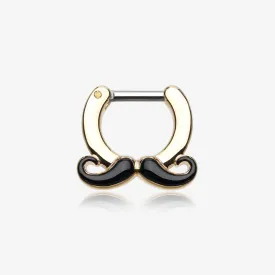 Golden Classic Mustache Septum Clicker