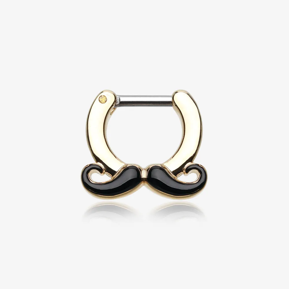Golden Classic Mustache Septum Clicker