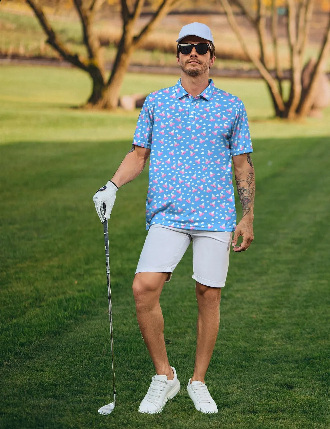 Golf Shirts for Men Funny Golf Polo Shirts Short Sleeve Polo Shirts Moisture Wicking Performance Golf Outfits
