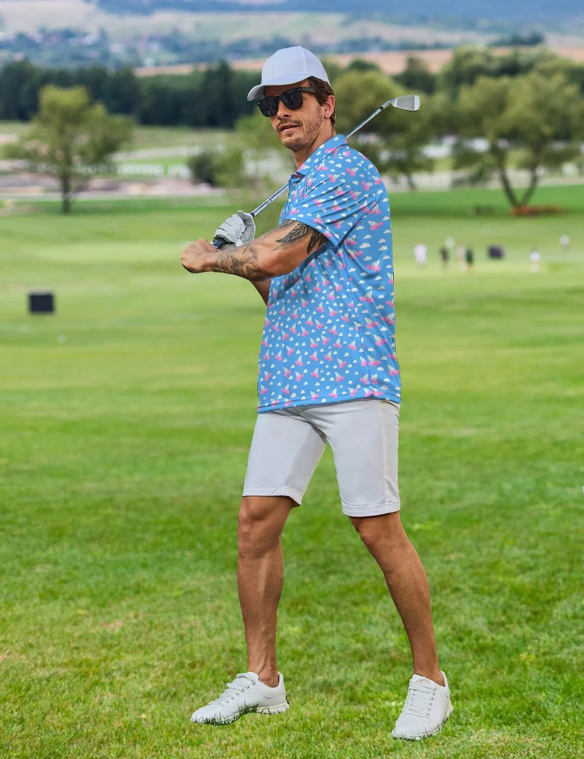 Golf Shirts for Men Funny Golf Polo Shirts Short Sleeve Polo Shirts Moisture Wicking Performance Golf Outfits