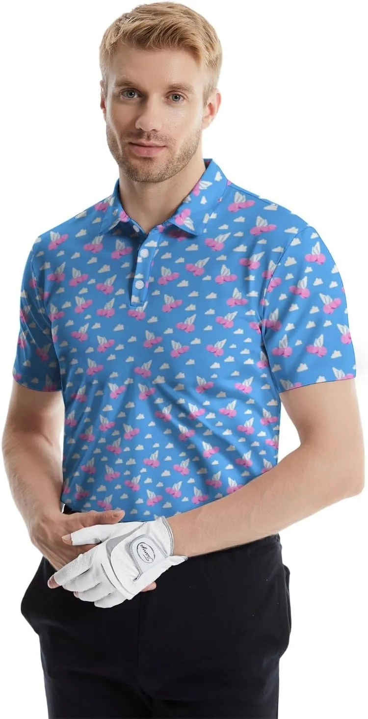 Golf Shirts for Men Funny Golf Polo Shirts Short Sleeve Polo Shirts Moisture Wicking Performance Golf Outfits