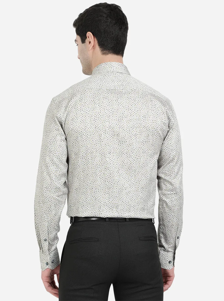Grey & Green Printed Regular Fit Formal Shirt | JadeBlue