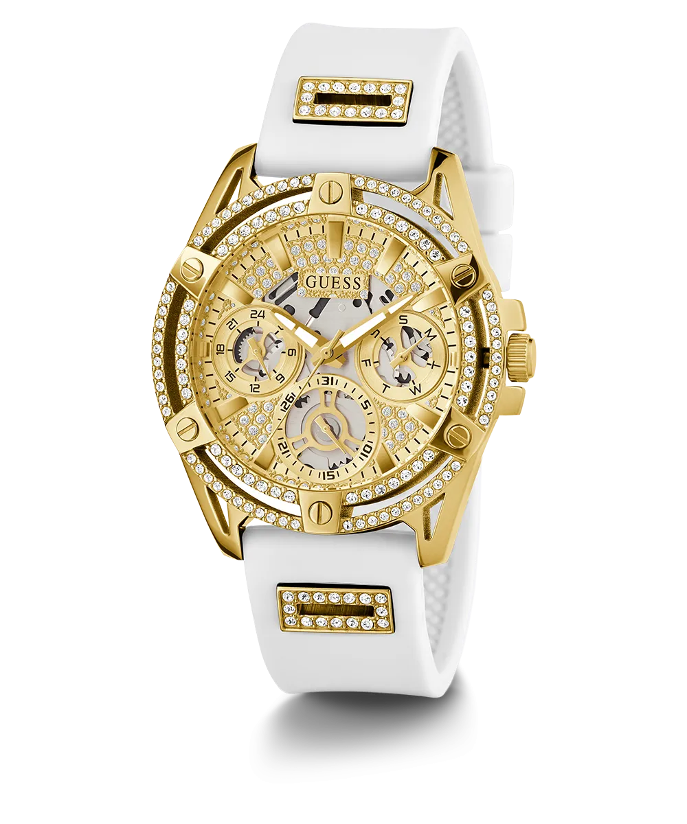 GUESS Ladies White Gold Tone Multi-function Watch