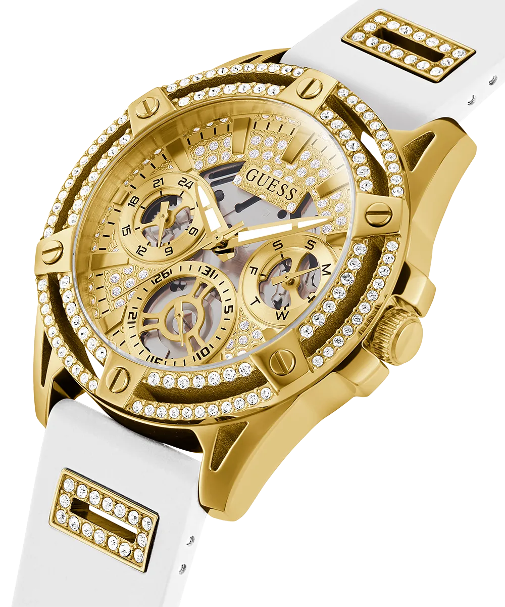 GUESS Ladies White Gold Tone Multi-function Watch