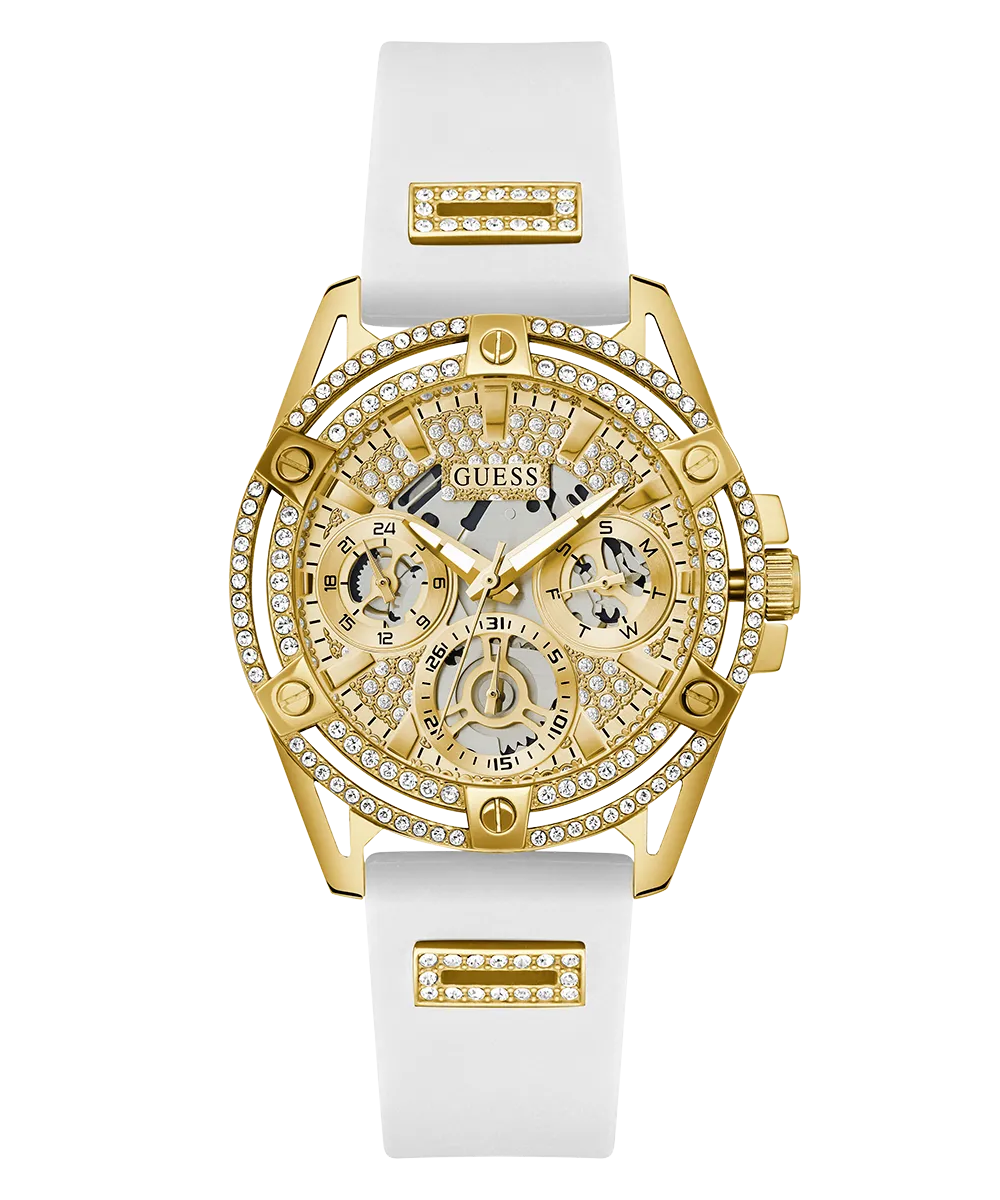 GUESS Ladies White Gold Tone Multi-function Watch