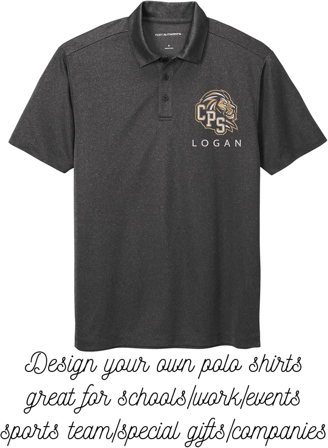 INK STITCH Men K542 Custom Design Your Own Logo Text Embroidery Silk Touch Heather Performance Polo Shirts
