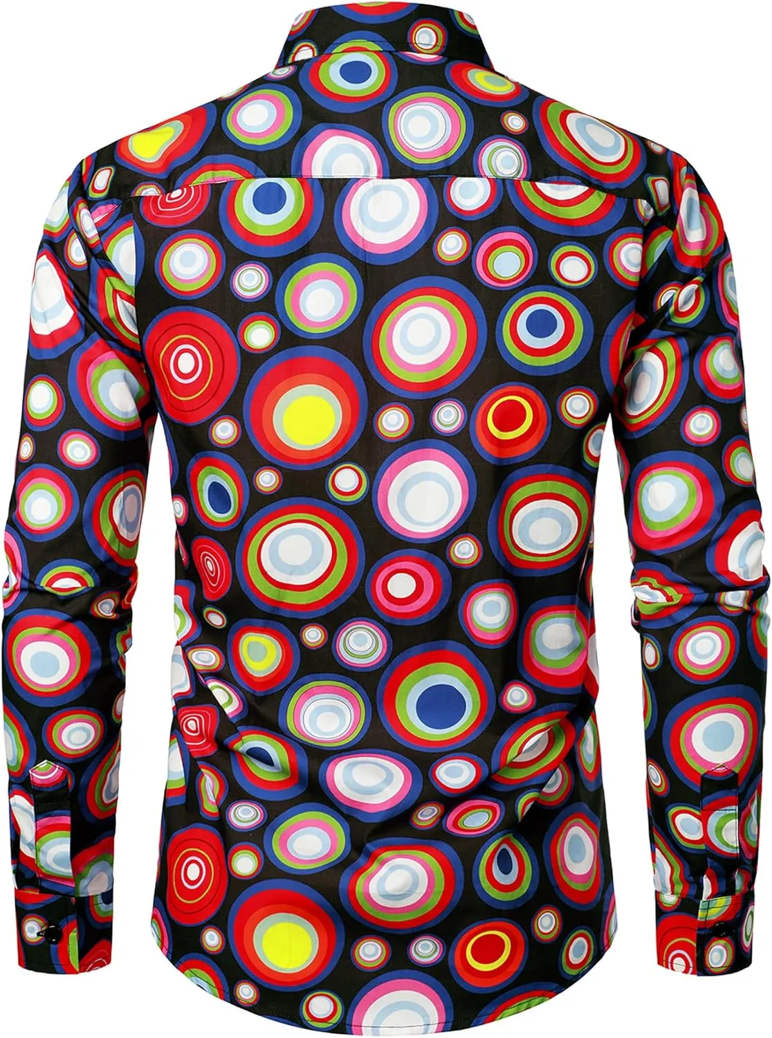 JOGAL Mens 70s Floral Dress Shirt Long Sleeve Printed Casual Button Down Shirts