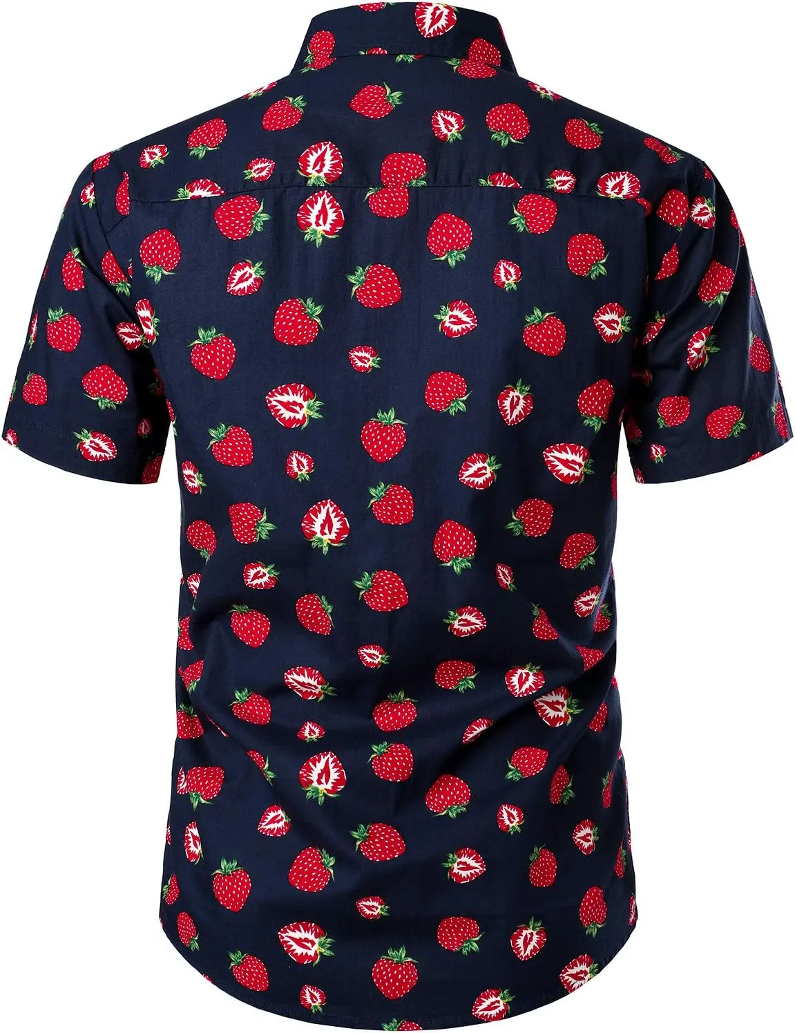 JOGAL Men's Cotton Button Down Short Sleeve Hawaiian Shirt