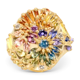 Large Blossom Crush Star Bright Signet Ring - Size 8.5 - 11677