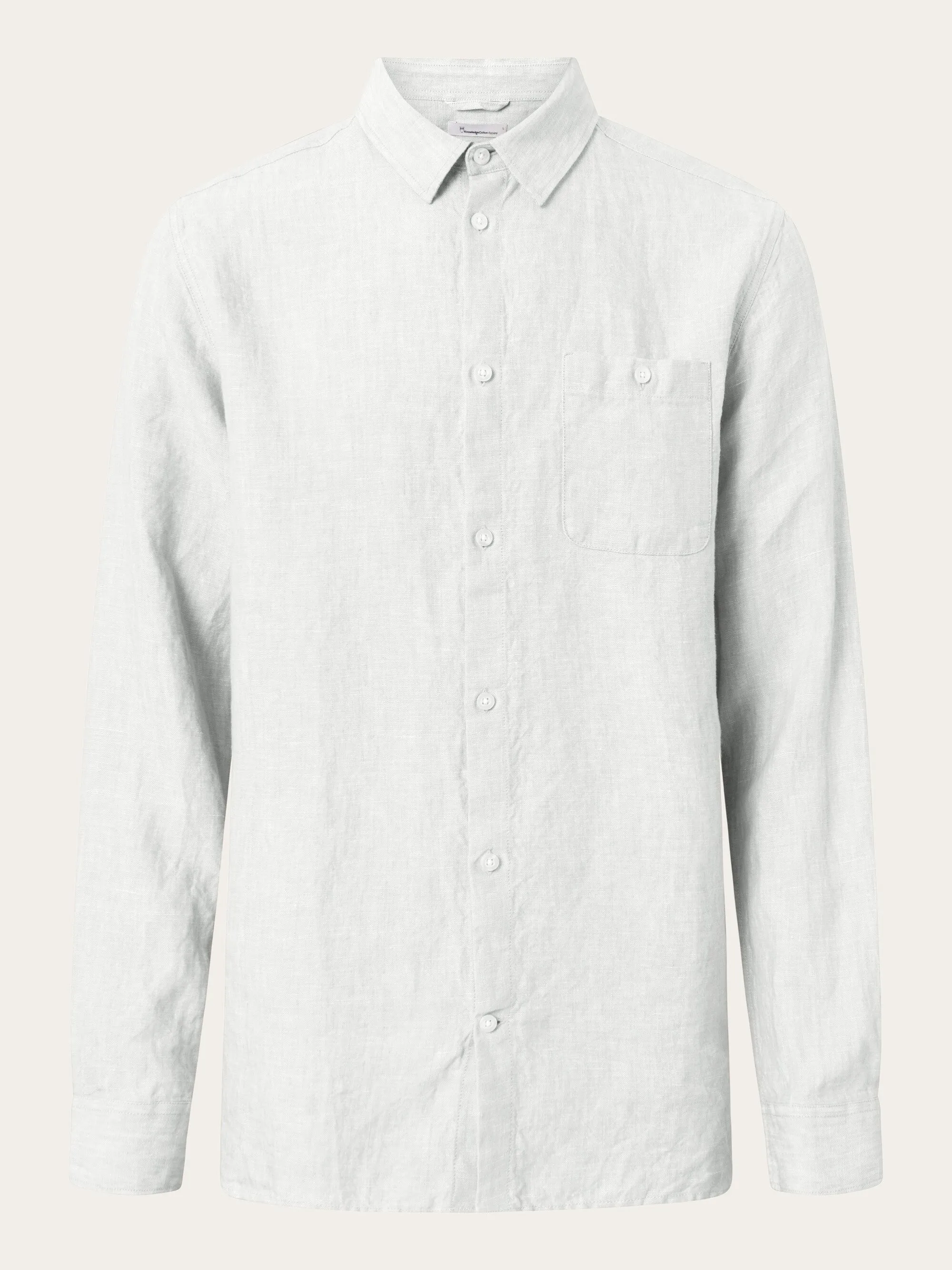 Linen custom fit LS shirt - Bright White
