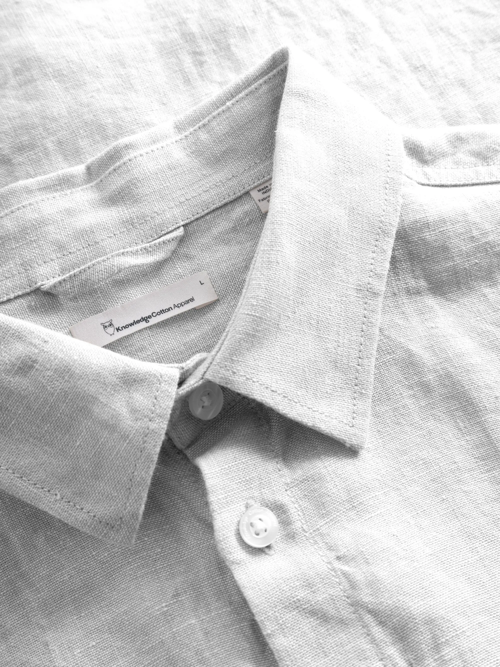 Linen custom fit LS shirt - Bright White