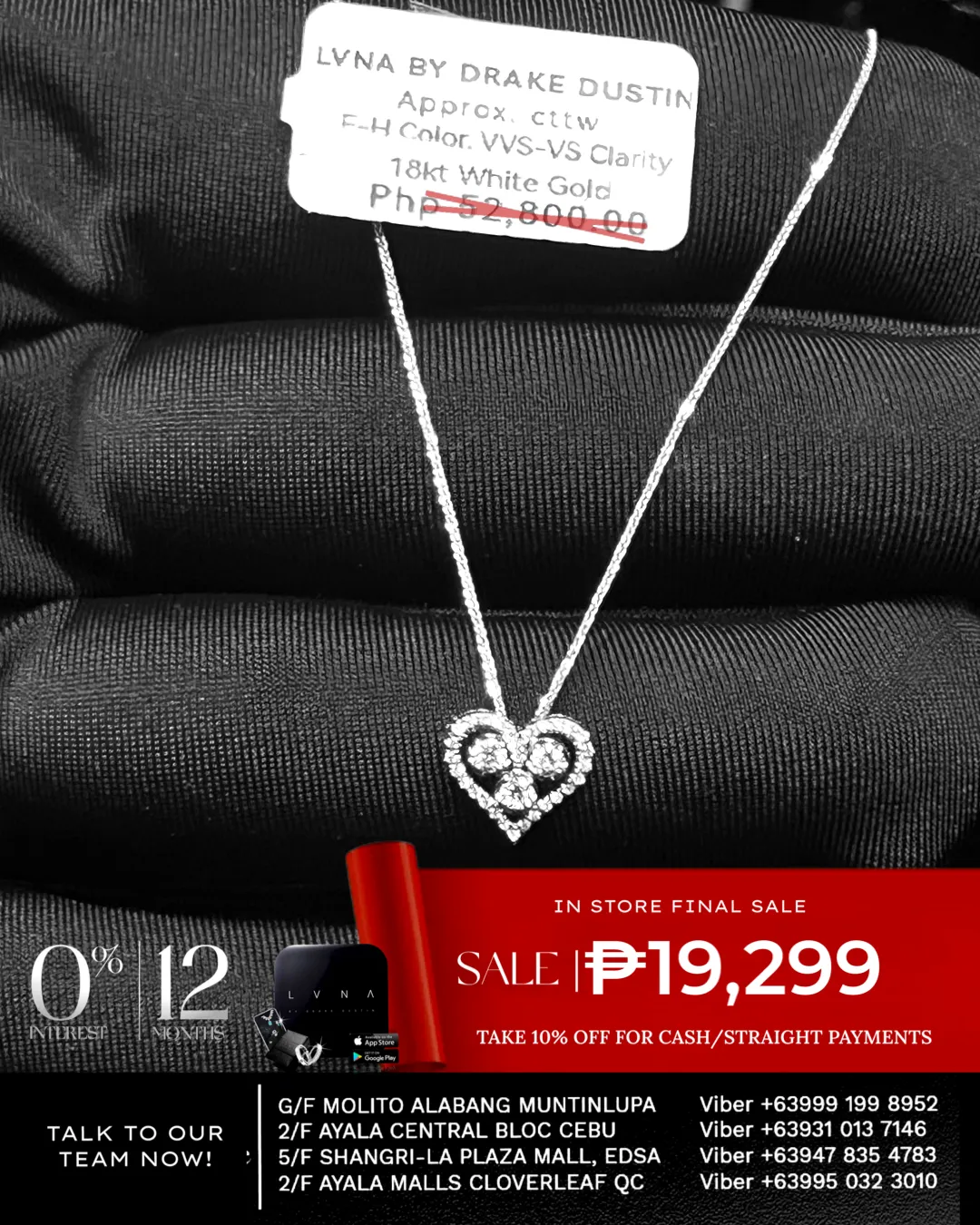 #LVNA2024 | Classic Trinity Heart Halo Diamond Necklace in 18kt White Gold Foxtail Chain 18”