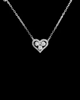 #LVNA2024 | Classic Trinity Heart Halo Diamond Necklace in 18kt White Gold Foxtail Chain 18”