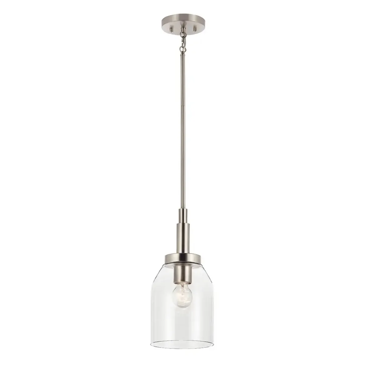 Madden 15" 1-Light Mini Pendant Light with Clear Glass, Brushed Nickel Finish