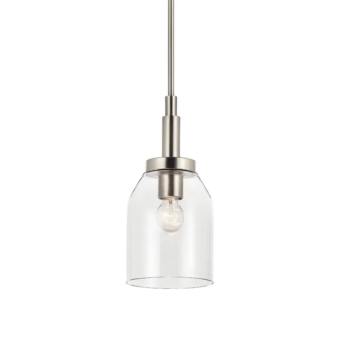 Madden 15" 1-Light Mini Pendant Light with Clear Glass, Brushed Nickel Finish