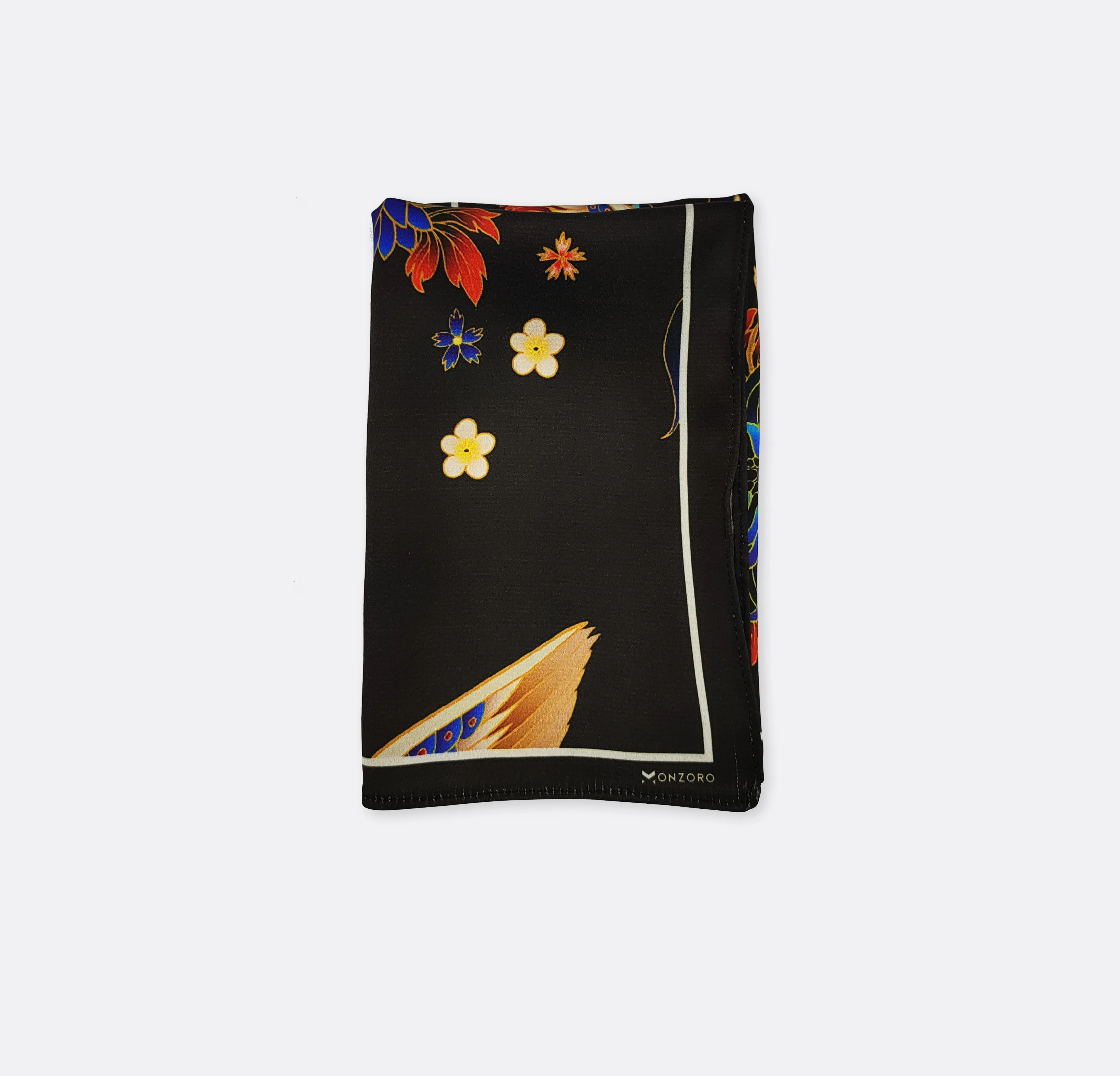 MANDARIN HERON BROWN - SILK POCKET SQUARES