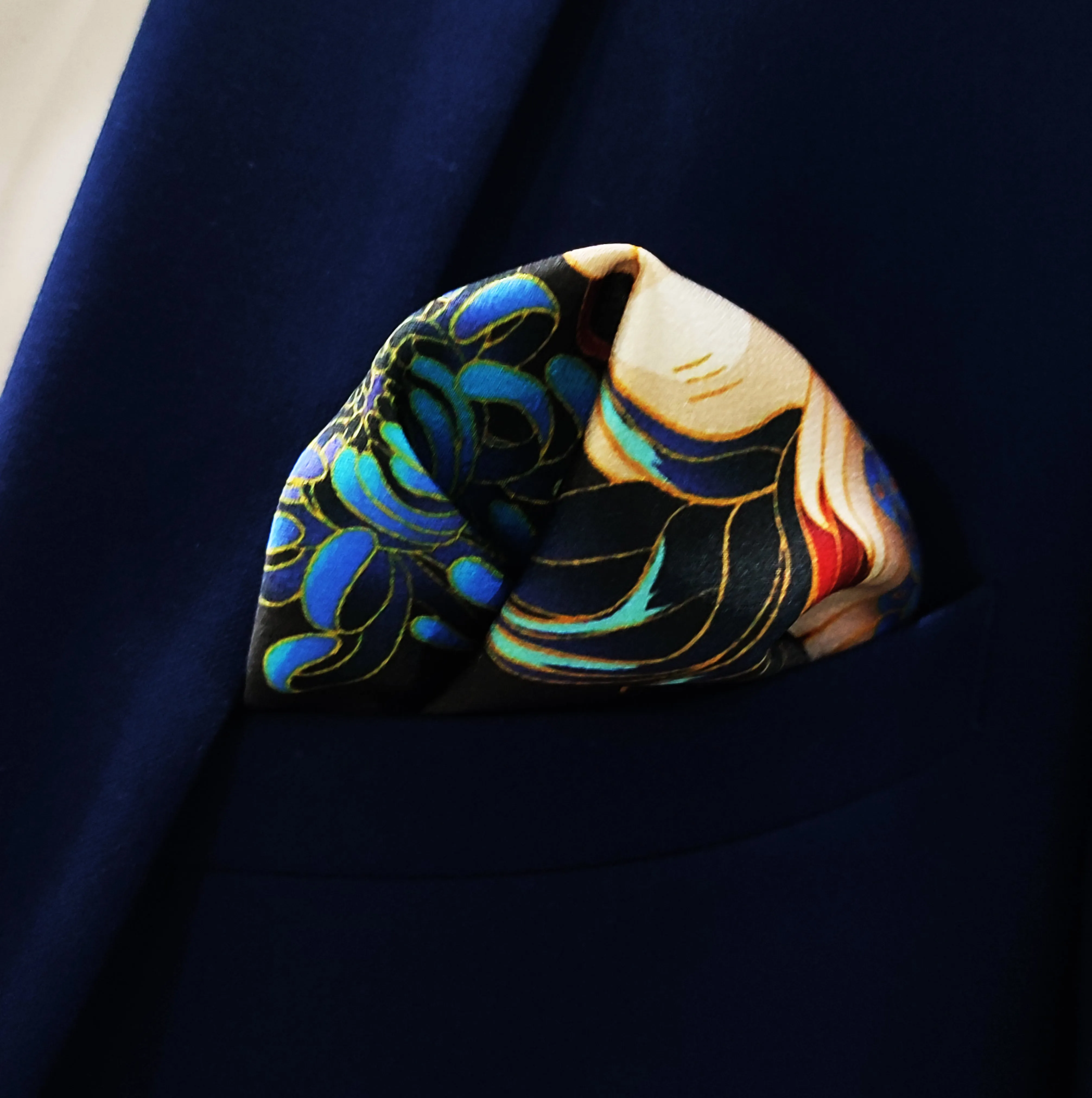 MANDARIN HERON BROWN - SILK POCKET SQUARES