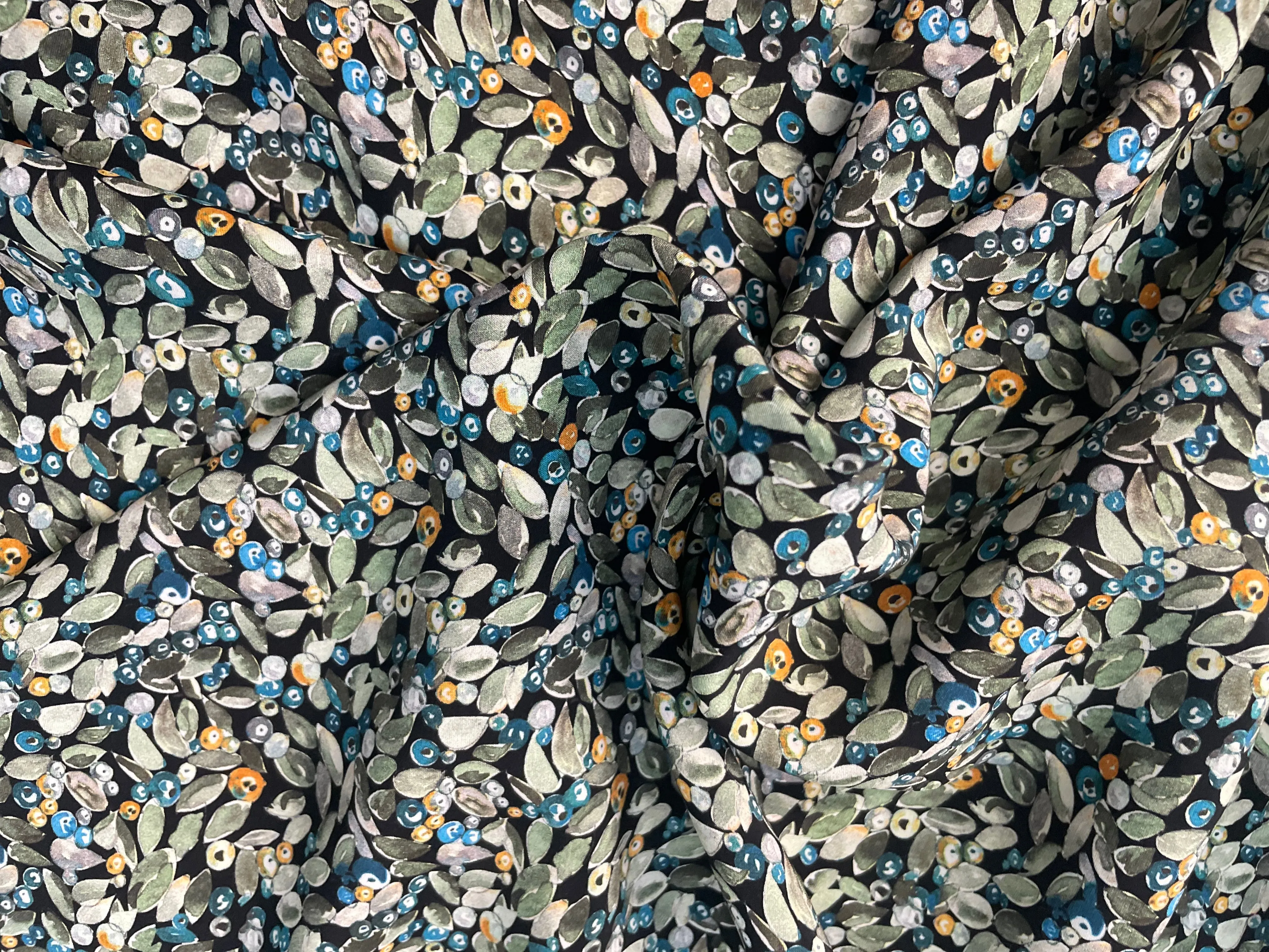 Wild Blueberry Matte Printed Silk Charmeuse - High-Quality Elegant Fabric