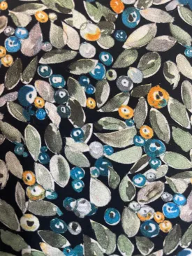 Wild Blueberry Matte Printed Silk Charmeuse - High-Quality Elegant Fabric