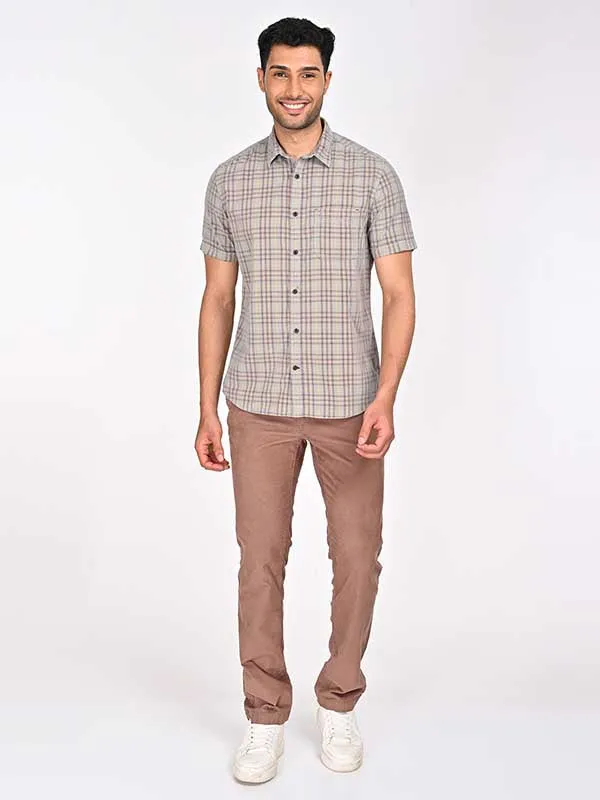Stylish Mens Half Sleeve Cotton Checked Shirt