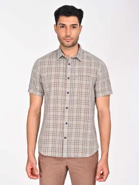 Stylish Mens Half Sleeve Cotton Checked Shirt