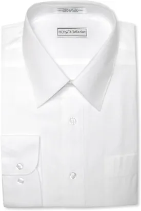 Men's 100% Cotton Solid White Color Dress Shirt w/Convertible Cuffs