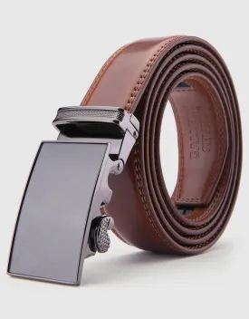 Men's Etched Charcoal Leather Ratchet Belt