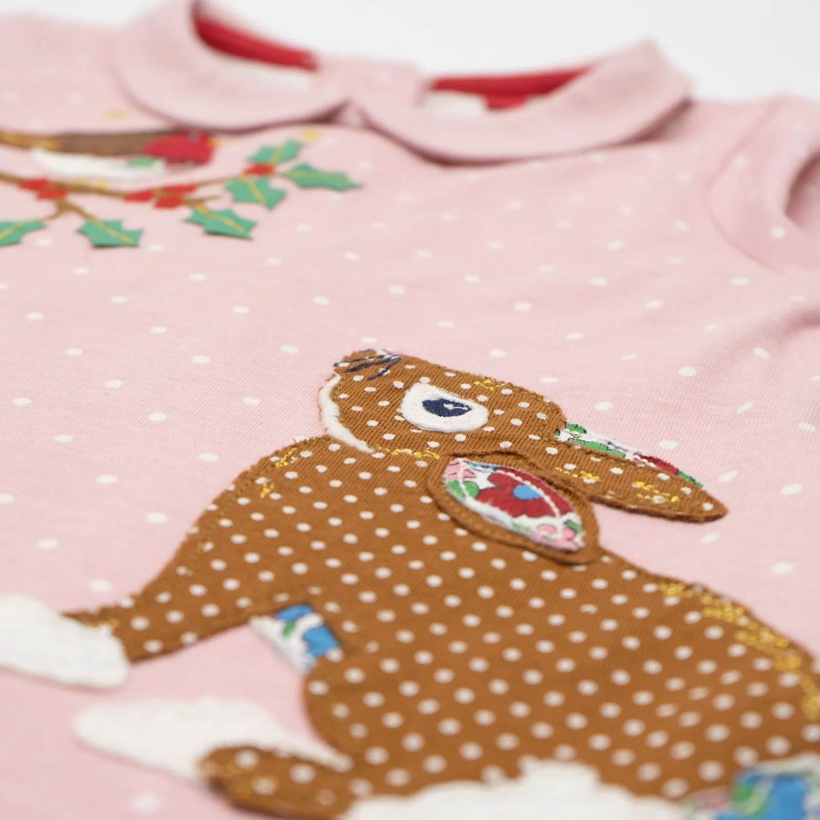 Mini Boden Girls T-Shirt Pink Spots Long Sleeve Cotton Tops