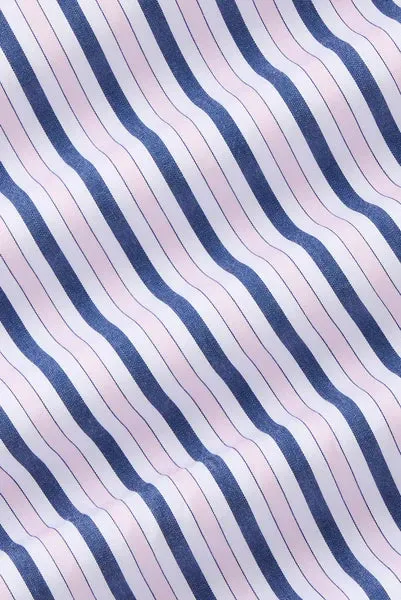 M.J. Bale - Ronald Shirt - Stripe - White/Navy/Pink