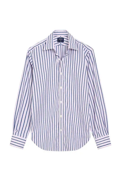 M.J. Bale - Ronald Shirt - Stripe - White/Navy/Pink