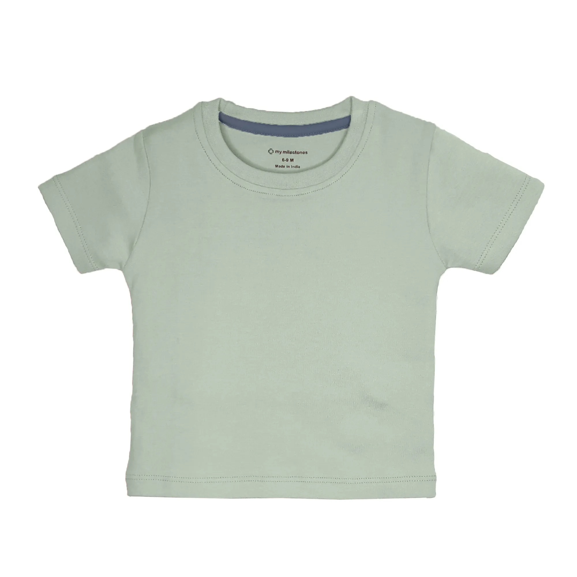 My Milestones Round Neck T-Shirt HS Solid Navy Blue / B. Blue / S. Green - 3 Pc Pack