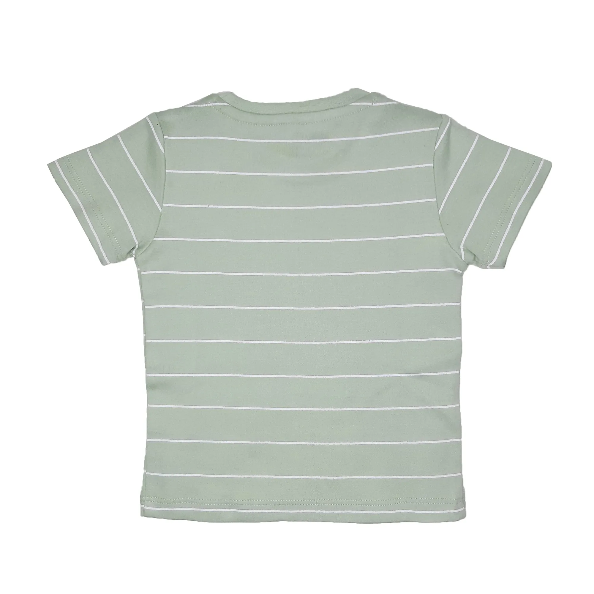My Milestones Round Neck T-Shirt HS Stripes N. Blue / B. Blue / S. Green - 3 Pc Pack