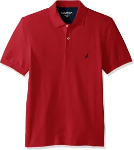 Nautica Men's Short Sleeve Solid Cotton Pique Polo Shirt