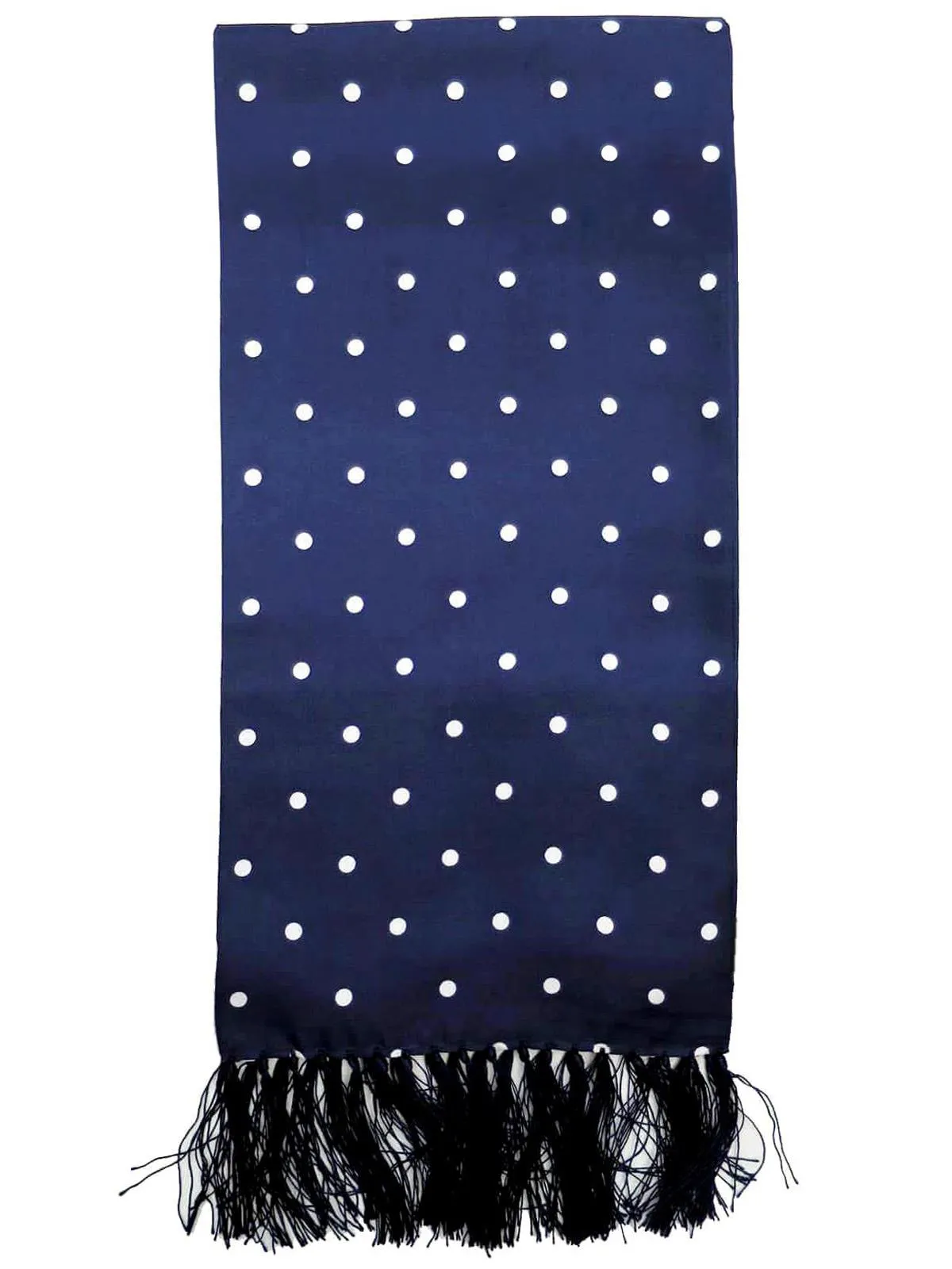 Navy & White 100% Silk Polka Dot Aviator Scarf