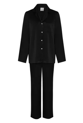 Black Organic Peace Silk Pyjama Set