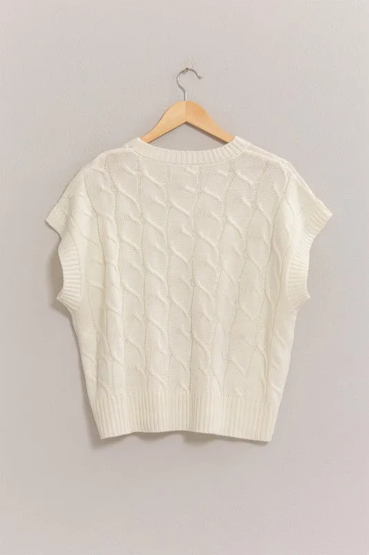 Oversized Cable Knit Sweater Vest