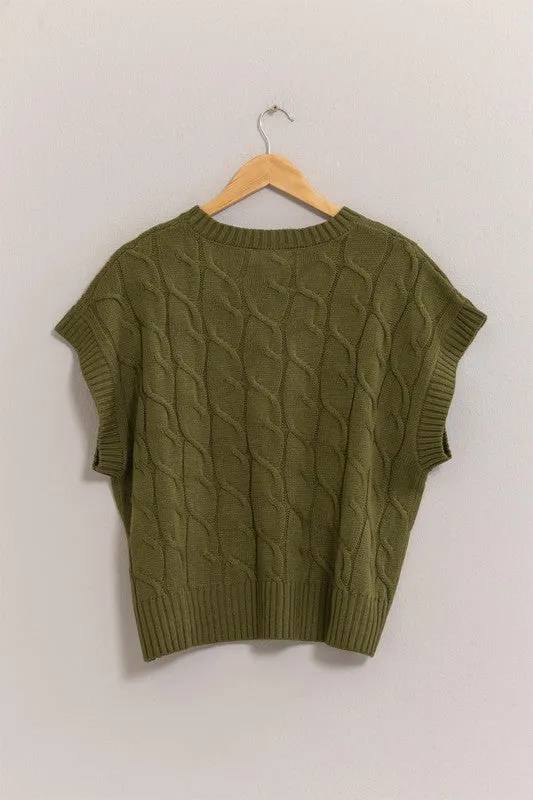 Oversized Cable Knit Sweater Vest
