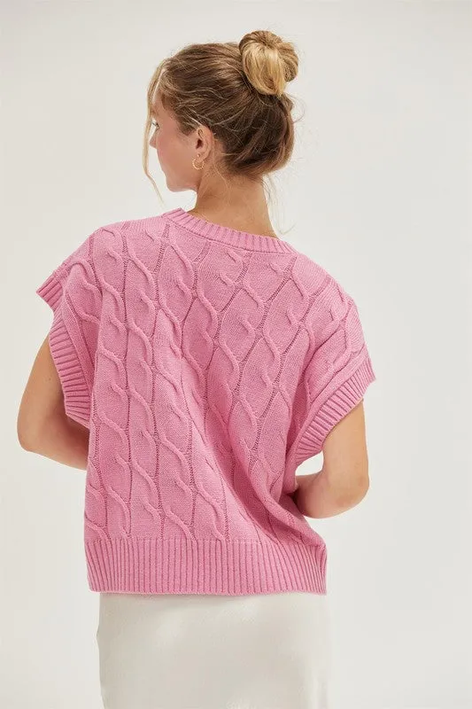 Oversized Cable Knit Sweater Vest